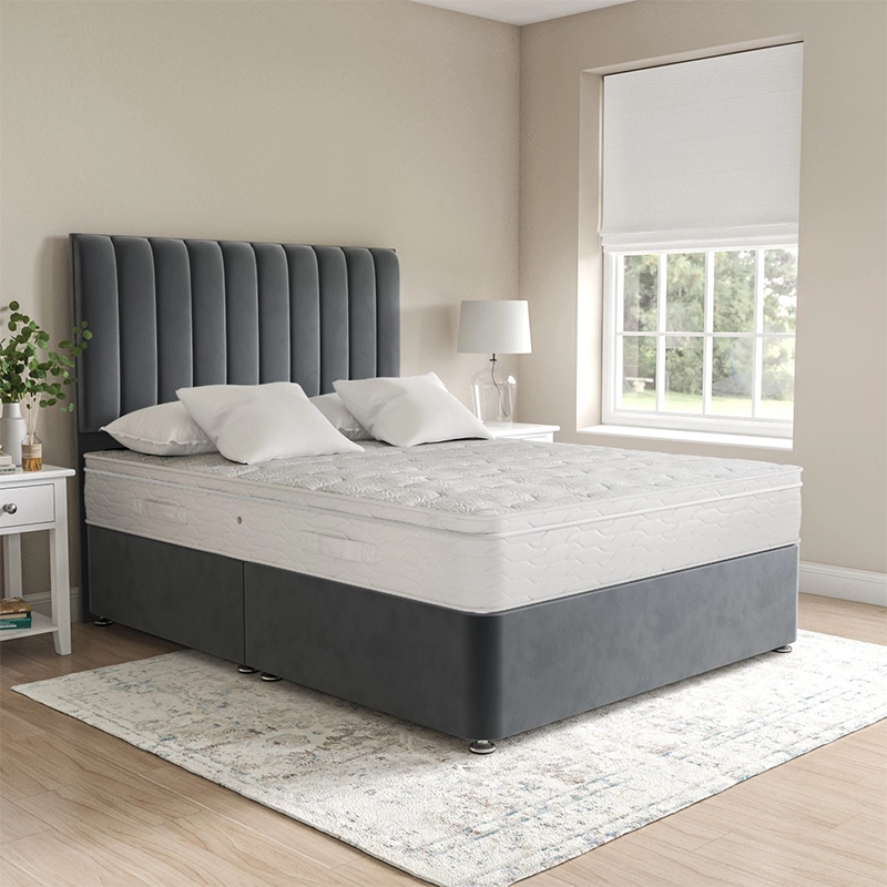 Grey Velvet Divan Bed