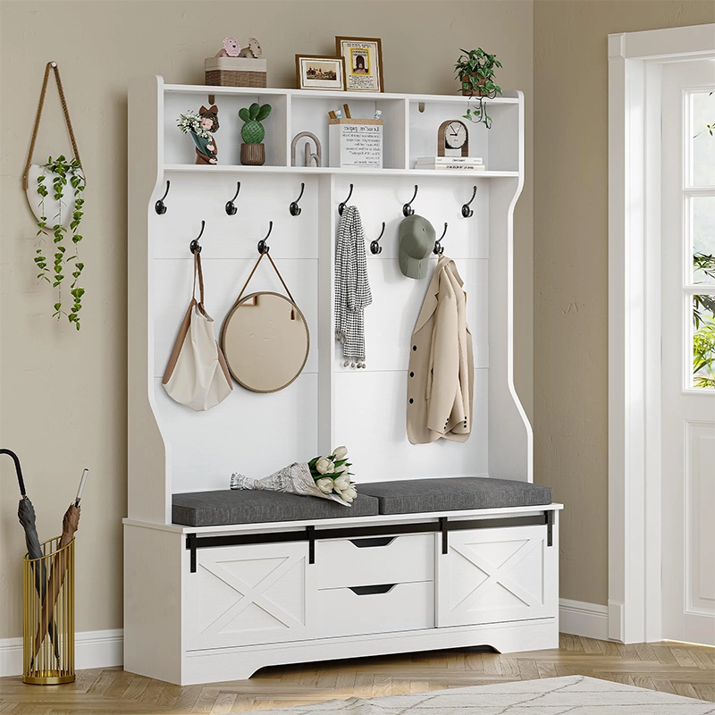 Entryway Bench with Coat Rack