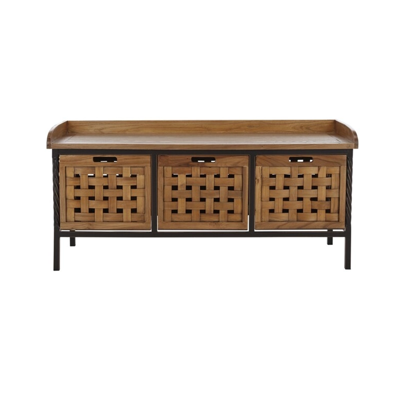 Woven Drawer Storage Bench